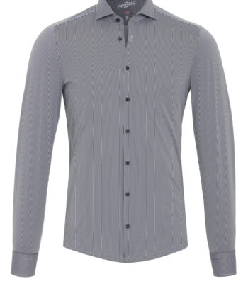 PURE- Functional Hemd Langarm Anthrazit Streifen